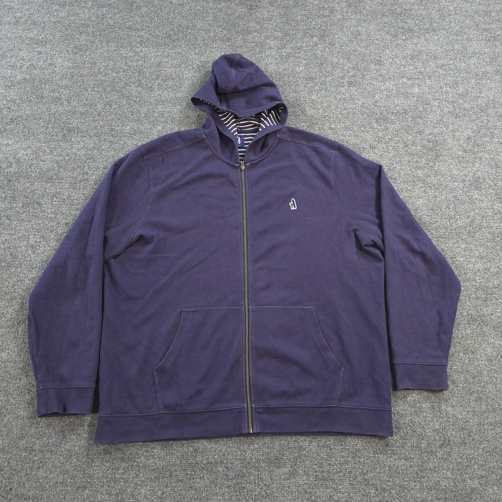 Johnnie O Hoodie Mens 3XL Blue Burns Full Zip Knit Surf Logo Preppy Beach